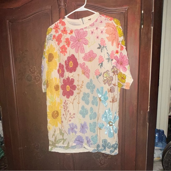 Free People Jewel Multicolor Sequin Floral Mini Dress - Picture 4 of 5